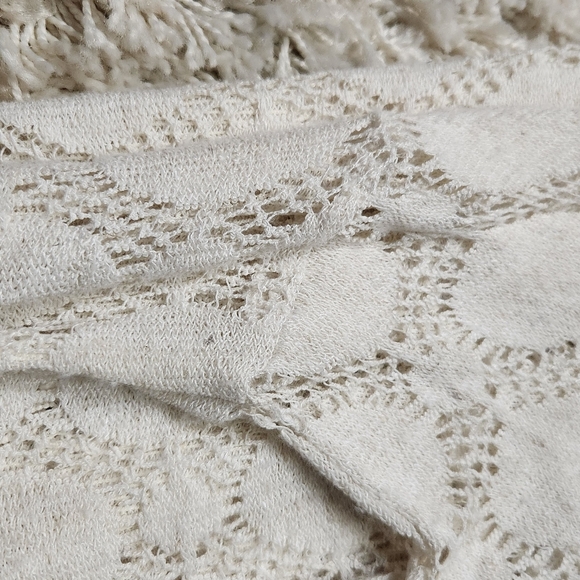 Womens Vintage Havana Cream Circle Crochet Lace Top Black Trim Hi-Low M *Read* - Picture 10 of 14